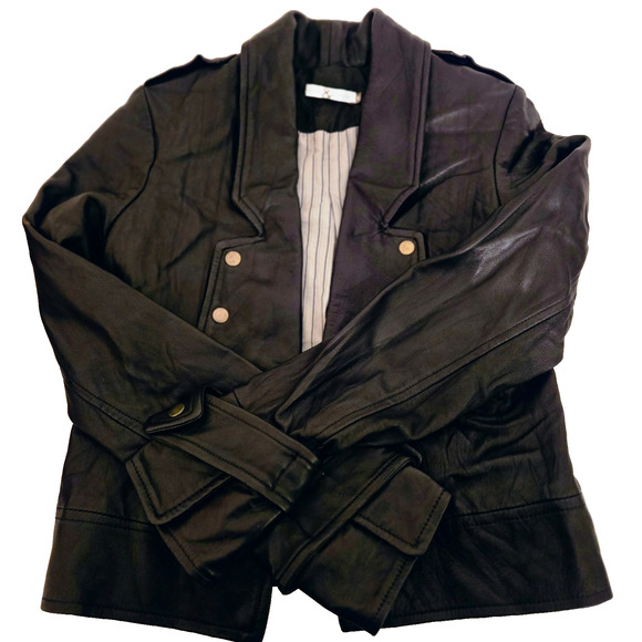 Mike & Chris Leather Jacket Women's Black Leather Bomber Jacket Small - Picture 8 of 16